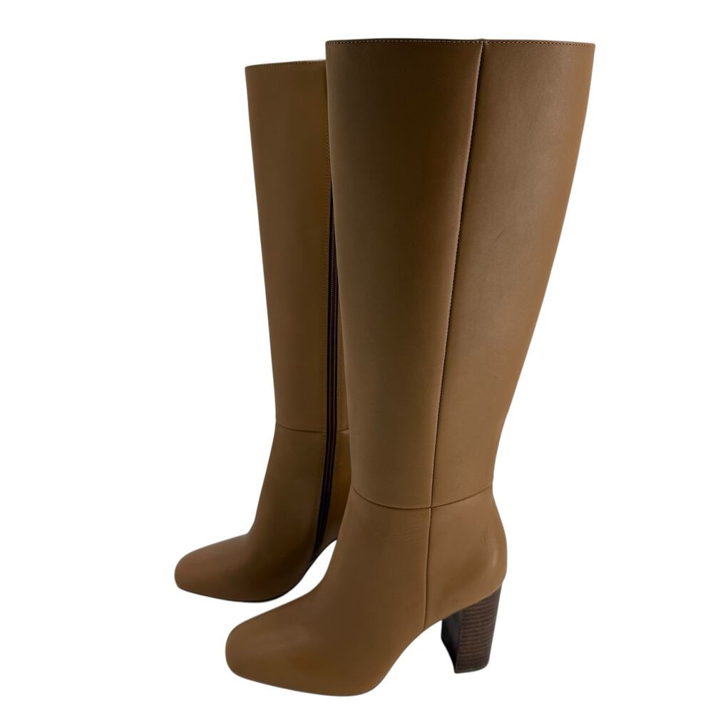 Paige Tan Camel Leather Keely Knee High Block Heel Boots Womens 7